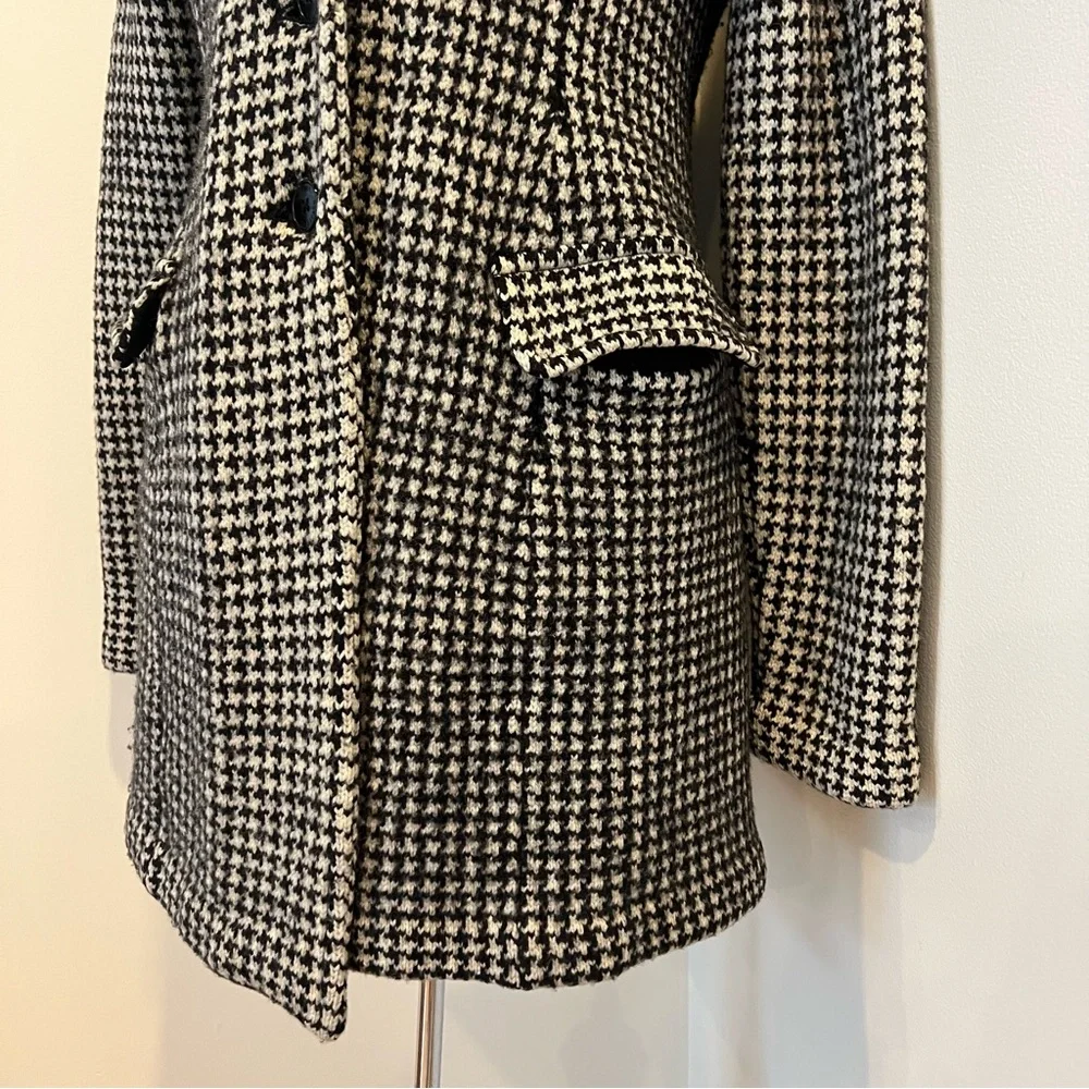 Lauren Ralph Lauren Houndstooth equestrian Wool Peacoat XL Fits S/M Black White - Picture 5 of 10